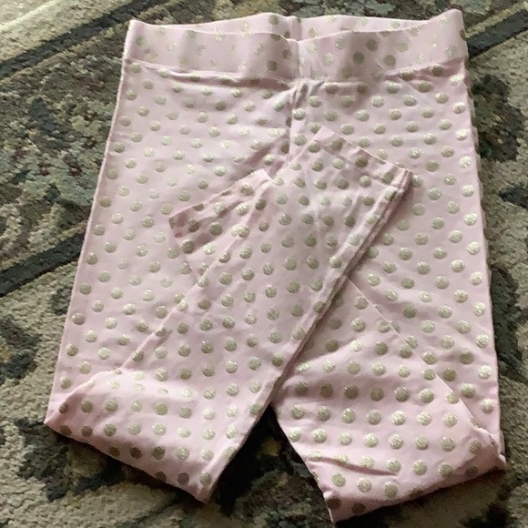 ISAAC MIZRAHI Leggins pink polka dotted size 8 gold shiny sparkled dots … - Picture 3 of 8
